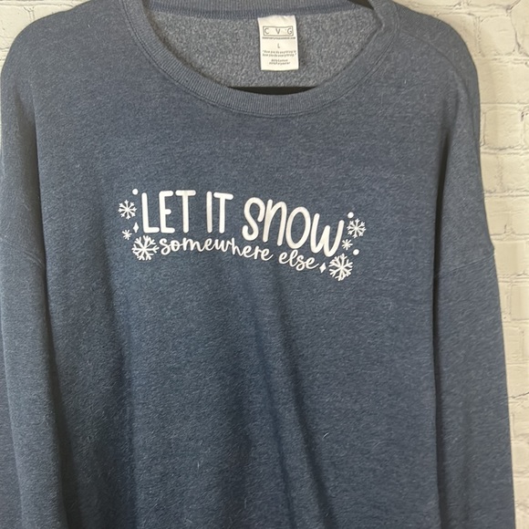 Constantly Varied Gear charcoal gray “Let It Snow Somewhere Else” crew neck Sz L - Picture 3 of 5
